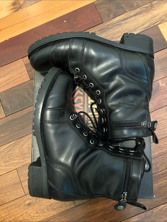 Harley-Davidson Shoes - Harley-Davidson Women’s Black Leather Lace-Up Side-Zip Moto Boots